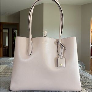 kate spade Pale Pink Leather Tote with Luggage Tag